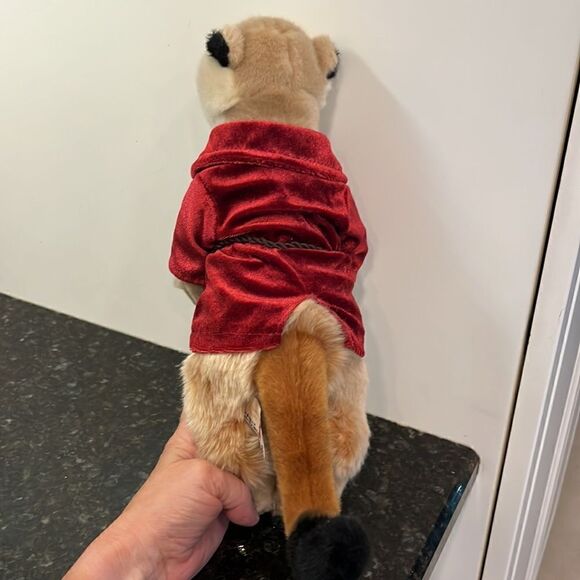 KEEL TOYS BROWN FUR MEERKAT WEARING RED DRESSING GOWN ~ Size 13” - Picture 4 of 7